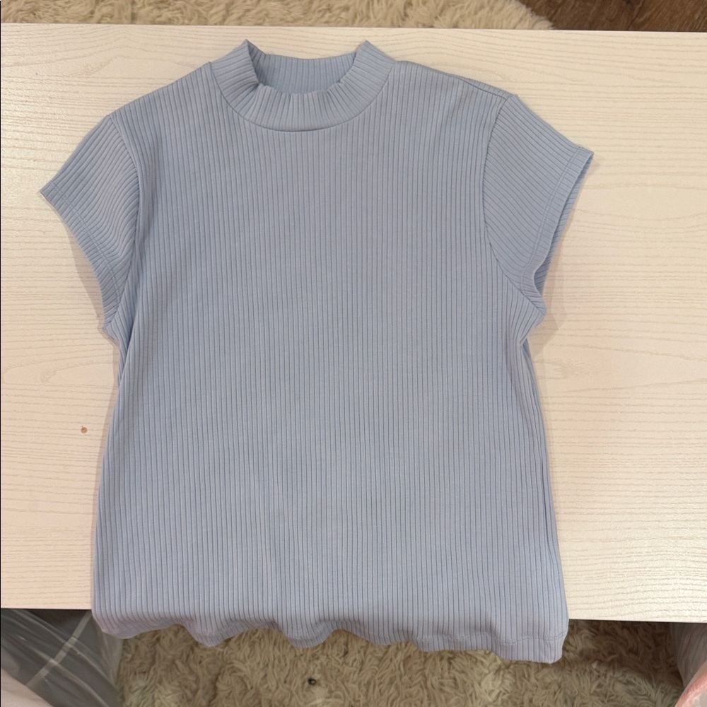 Old Navy Women's Short Sleeve Ribbed Tee - Soft Blue